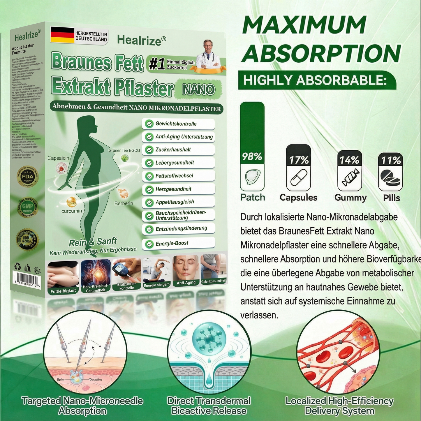 𝑶𝒇𝒇𝒊𝒛𝒊𝒆𝒍𝒆𝒓 𝑺𝒉𝒐𝒑 | ✨𝐇𝐞𝐚𝐥𝐫𝐢𝐳𝐞® Braunes Fett-Extrakt-Nanomikronadel-Patch (𝙀𝙞𝙣𝙢𝙖𝙡 𝙚𝙞𝙣𝙢𝙖𝙡 𝙩𝙖𝙜 𝙖𝙢 𝙏𝙖𝙜, 𝙨𝙞𝙘𝙝𝙩𝙚 𝙑𝙚𝙧𝙖𝙣𝙙𝙚𝙧𝙪𝙣𝙜𝙚𝙣 𝙣𝙖𝙘𝙝 7 𝙏𝙖𝙜𝙚𝙣)📦