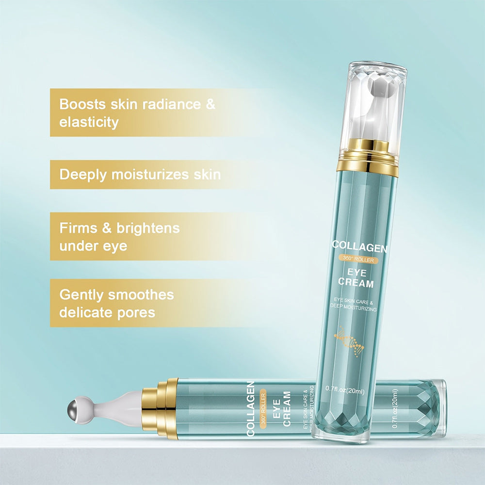 RollerbalCollagen Augencreme – alkoholfrei, lang anhaltende Feuchtigkeitsversorgung und Tiefenschutz,